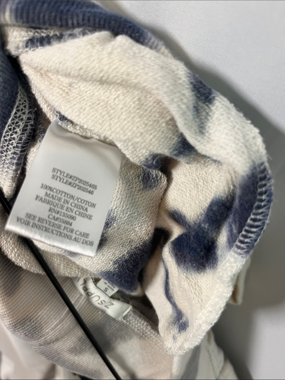 Z supply tie dye navy grey white cotton jogger sweatpants sz s loungewear - Picture 6 of 6